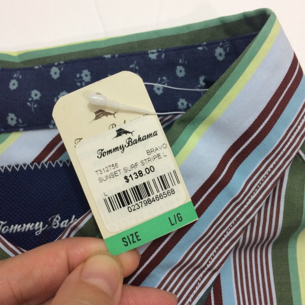 Tommy Bahama Mens Shirt Bravo Sunset Surf Stripes - Picture 9 of 16